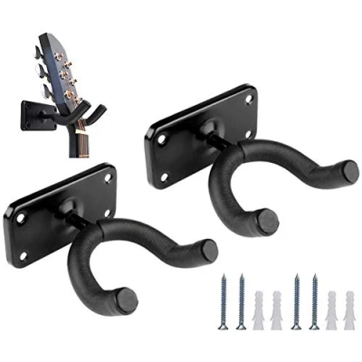 Image of Guitar Wall Hanger Mount Hook Holder Bracket Volin Rack Stand Metal Ukulele Violin Bass Display Keep Instrument Accessories 2 Pack