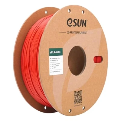 Image of eSUN Upgraded Matte PLA Filament 1.75mm, 3D Printer Filament, Shine Free Color, Frosted Texture, 1KG Spool (2.2 LBS) for Printers, Fire Engine Red
