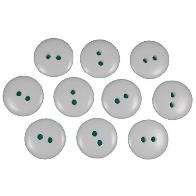 Image of Smartie Buttons Polyester Round 2 Hole Pack of 10 (White, 15mm)