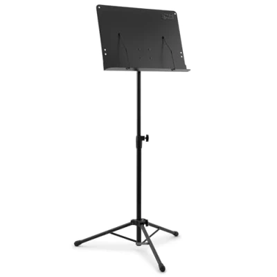Image of Mad About MUS24 BK Orchestral Sheet Music Stand with Page Retainers and Tripod Base