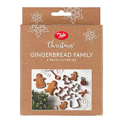 Image of Tala Originals Soft Grip Gingerbread Family Cutters, Set of 4 Stainless Steel Ideal for Pastry, Cookie Dough, Short and Gingerbread, Mixed, 10B31439