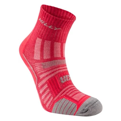Image of Hilly Unisex Twin Skin Anklet Min Cushioning, Running Sock, Magenta/Grey Marl, M UK