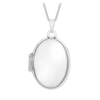 Image of Carissima Gold Women&#039;s 9ct White Oval Locket Pendant on Curb Chain Necklace of 46cm/18&quot;