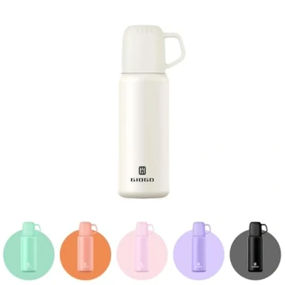 Image of Thermal Flask with Cup 538ml/18.6oz for Hot Drink, Vacuum Insulated Flask, Cold Water Bottle Thermo Coffee Flasks(White,Single)