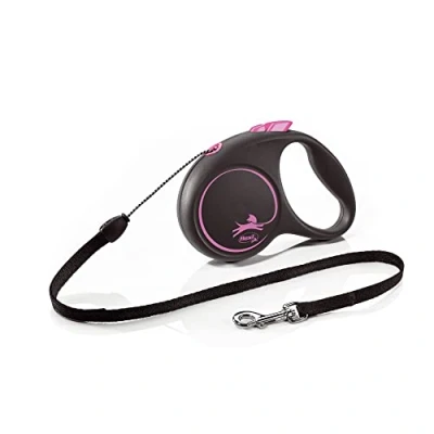 Image of Flexi Black Design Cord Pink Small 5m Retractable Dog Leash/Lead for dogs up to 12kgs/26lbs