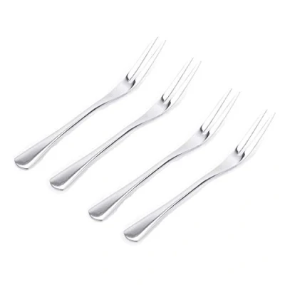 Image of VANRA 5.1in 4 Piece Salad Forks Set Stainless Steel Cocktail Appetizer Dessert Fork Tasting Silver Flatware