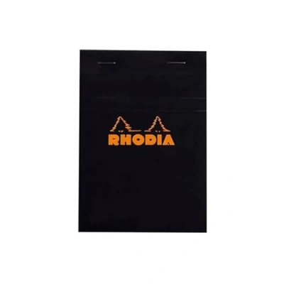 Image of RHODIA 132009C Stapled Notepad N13 Black A6 Small Squares 80 Detachable Sheets 80G Clairefontaine Paper Coated Card Cover