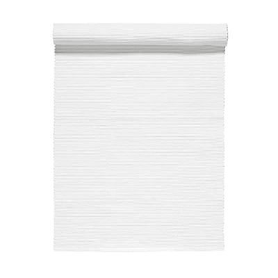 Image of LINUM UNI Runner 45x150 cm, 100% Ribbed Cotton, Machine Washable, White