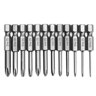 Image of Mesee 12Pcs Magnetic Phillips Screwdriver Bit Set, 1/4 inch Hex Shank Cross Head Screw Driver Bits Drill Tool Accessory, 50mm Length