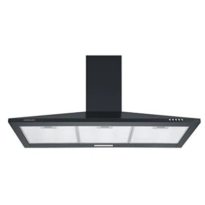Image of Cookology Energy A Rated 100cm Wall Mounted Extractor Fan Black Chimney Cooker Hood