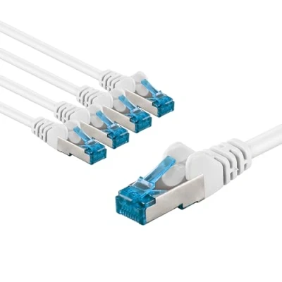 Image of goobay 66050 CAT 6a Network Cable Set of 5/Patch Shielded S/FTP/CU Ethernet Cable, PiMF, LSZH/Cat with 10Gbits / White 5x 3m
