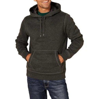 Image of Amazon Essentials Men&#039;s Hooded Fleece Sweatshirt (Available in Big &amp; Tall), Charcoal Heather, M