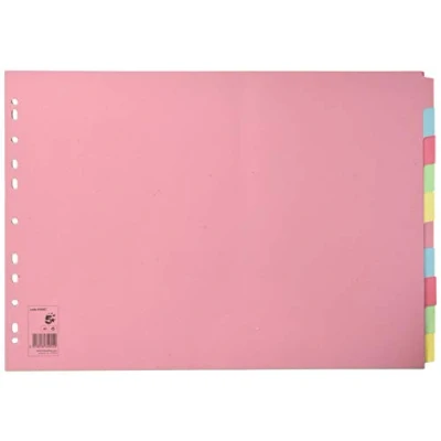 Image of 5 Star Subject Dividers Multipunched Manilla Board 10 Part Oblong A3 Assorted