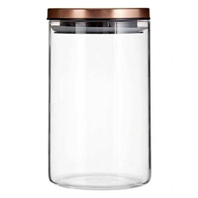 Image of Premier Freska Rose Gold Lid Storage Jar 950 ml, Glass, PP polypropylene, silicone, tin, 10x10x16