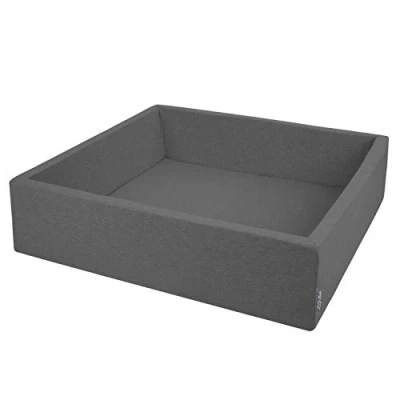 Image of KiddyMoon Soft Ball Pit Square No Balls ∅ 7Cm / 2.75In For Kids, Foam Pool Baby Playballs Children, Made In EU, Dark Grey