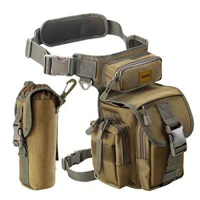 Image of Jueachy Military Tactical Drop Leg Bag Multifunctional Thigh Motorcycle Hip Hiking Waist Pack with Water Bottle Pouch for Motorcycling Traveling Fishing Camping