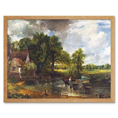 Image of Constable The Hay Wain Landscape Painting Art Print Framed Poster Wall Decor 12x16 inch