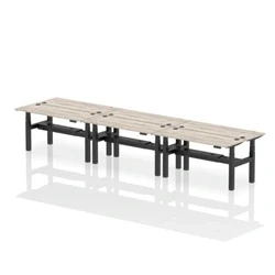 Image of Air B2B 1600x600mm Height Adjustable 6P Bench Desk CP Grey Oak/Black