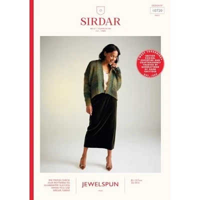Image of Sirdar Jewelspun Aran Knitting Pattern 10720 Edge to Cardigan