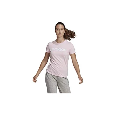 Image of adidas Women&#039;s Essentials Slim Logo Tee, Clear Pink/White, S