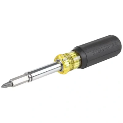 Image of Klein Tools 32500MAG Magnetic Multi Bit Screwdriver/Nut Driver, 11 in 1 Tool with 8 Bits, 3 Nut Driver Sizes, Cushion Grip Handle