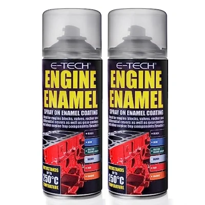 Image of 2 x SILVER E TECH Heat Resistant Engine Enamel Paint 400ml Spray On High Temp