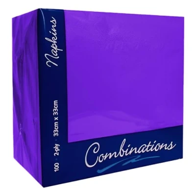 Image of Venuscello® 100 x Serviettes Paper Napkins Purple Disposable Recyclable Tissue 2 Ply 33cm for Catering Wedding Birthday Parties