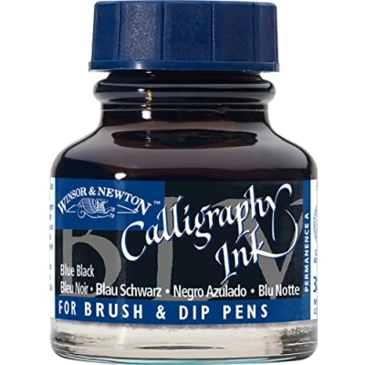 Image of Winsor &amp; Newton Calligraphy Ink Bottle, 30 ml Blue Black , 1111034