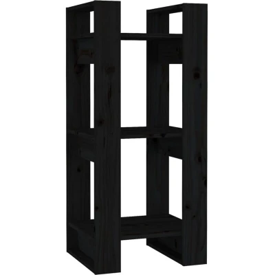 Image of vidaXL Book Cabinet/Room Divider Black 41x35x91 cm Solid Wood Pine