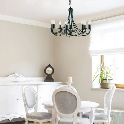 Image of Maypole 8 Light Chandelier Black Finish, E14