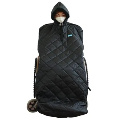 Image of DEJIN Winter Wheelchair Full Body Warm Blanket, Fleece Lined Cosy Cover Protection Blanket With Hood Rain Coat Poncho For Adults Users Waterproof