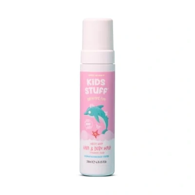 Image of Kids Stuff Pink Wacky Whip Foaming Hair &amp; Body Wash with Strawberry Swirl Fragrance Dermatologically Tested Gently Cleanses Skin Vegan Cruelty Free 200ml