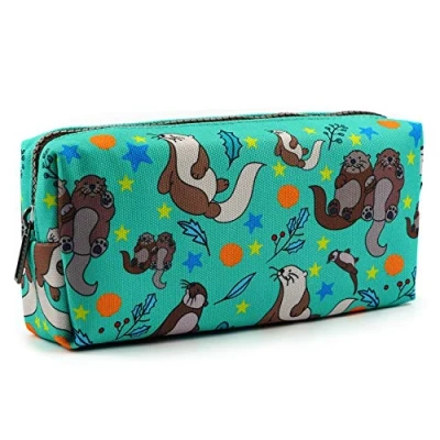 Image of LParkin Otters Pencil Case Canvas Pen Bag Pouch Cute Stationary Makeup Cosmetic Gadget Box