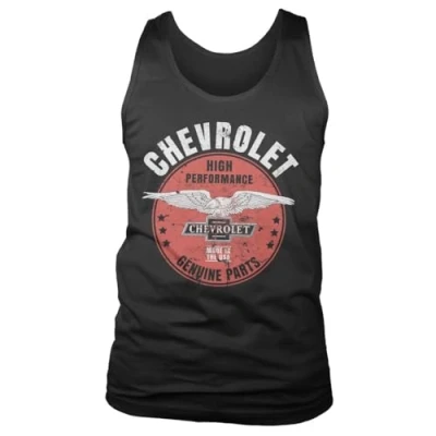 Image of Chevrolet Officially Licensed Genuine Parts Mens Tank Top Vest (Black), Medium