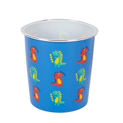 Image of YöL Kids Dinosaur Waste Bin Trash Can Garbage Storage Container Home Office Plastic Basket Dustbin