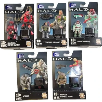 Image of Mega Construx Halo Heroes Series 18 Complete Set of 5 Buildable Action Figures from DKW59 963H Release