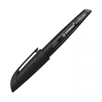Image of STABILO Ergonomic School Fountain Pen EASYbuddy Twilight Sky M Nib (Medium) Pack of 1 Black/Black with Erasable Blue Ink (Inc. Cartridge)