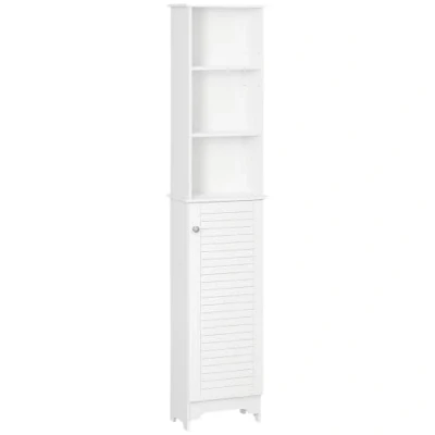 Image of HOMCOM Tall Bathroom Cabinet Storage Cupboard Floor Standing Home Furniture w/ 6 Shelves 165H x 34W 20D cm White