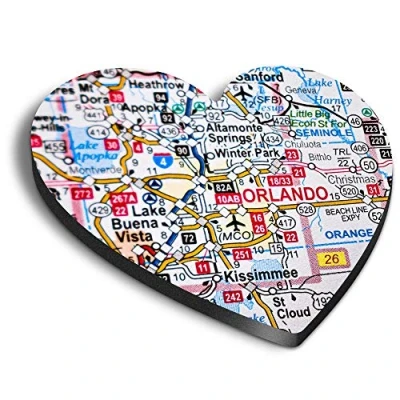 Image of 1 x Heart MDF Magnets Orlando Florida America USA Travel Map 45956