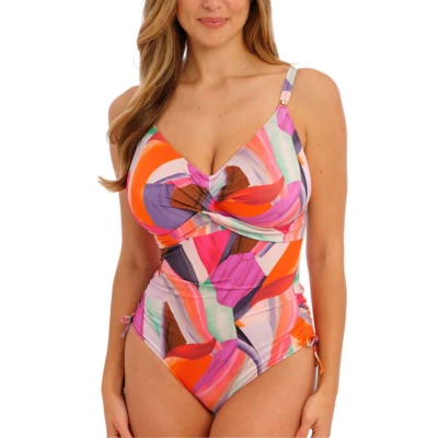 Image of Aguada Beach Twist Front Swimsuit Sunrise Orange 34D