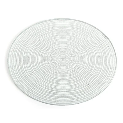 Image of Mirrored Glass Glitter Candle Plate Stand Silver Swirl 30Cm