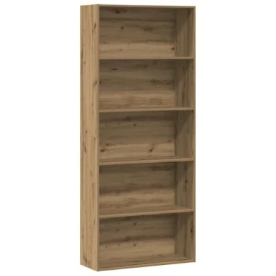 Image of vidaXL Book Cabinet/Bookcase 5 Shelf Storage Bookshelf, Room Divider Artisian Oak, Engineered Wood, 80x30x189 cm Living Room/Bedroom