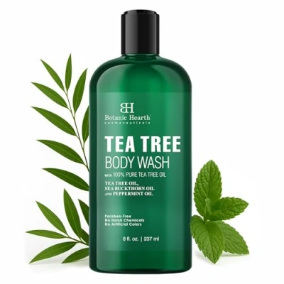 Image of Botanic Hearth Tea Tree Body Wash 8 fl oz Helps Soothe Itchy, Dry Skin, Antifungal with 100% Pure Oil Sulfate Free, Paraben for Men and Women