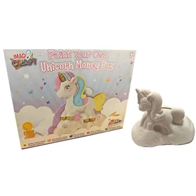 Image of Paint Your Own Unicorn or Shell Money Box Kids Mini Piggy Bank Craft Kit (Unicorn)