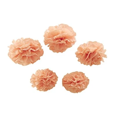 Image of Ginger Ray Pastel Pink Tissue Poms Party &amp; Wedding Decorations 5 Pack, Paper