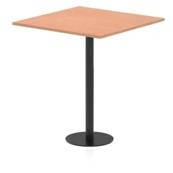 Image of Italia 1000mm Poseur Square Table Beech Top 1145mm High Black Leg