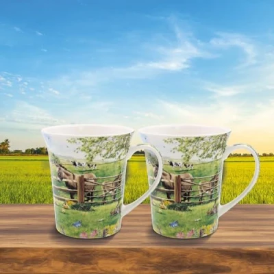 Image of Lesser &amp; Pavey Donkey Farm Mugs Ceramic Set of 2