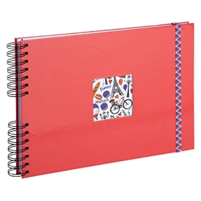 Image of Exacompta Ref. 15133E FRENCH&#039;CLASS spiral photo album 150 photos 50 white pages size 32 x 22 cm red cover in laminated paper with elastic closure