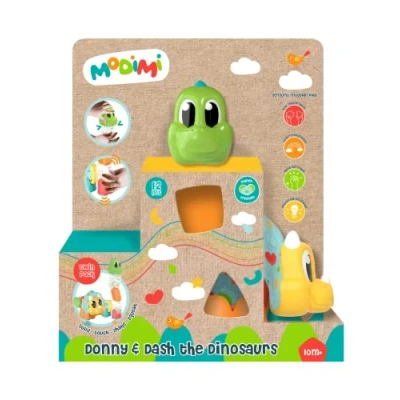 Image of Modimi: Donny and Dash the Dinosaurs, 12 Piece Sensory, Modular Playset for Enhancing Toddler&#039;s Cognitive Motor Skills, Ages 10 Months+