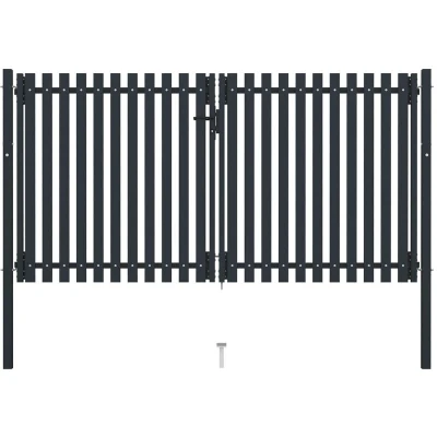 Image of vidaXL Double Door Fence Gate Steel 306x220 cm Anthracite